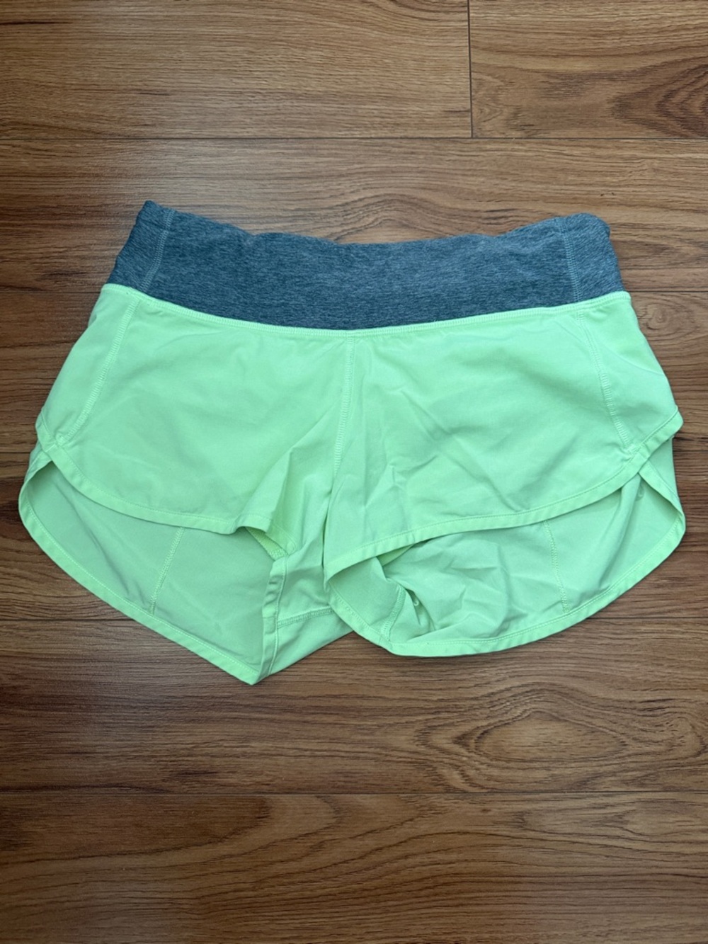 lululemon athletica Neon Lime Speed Shorts with Gray Waistband